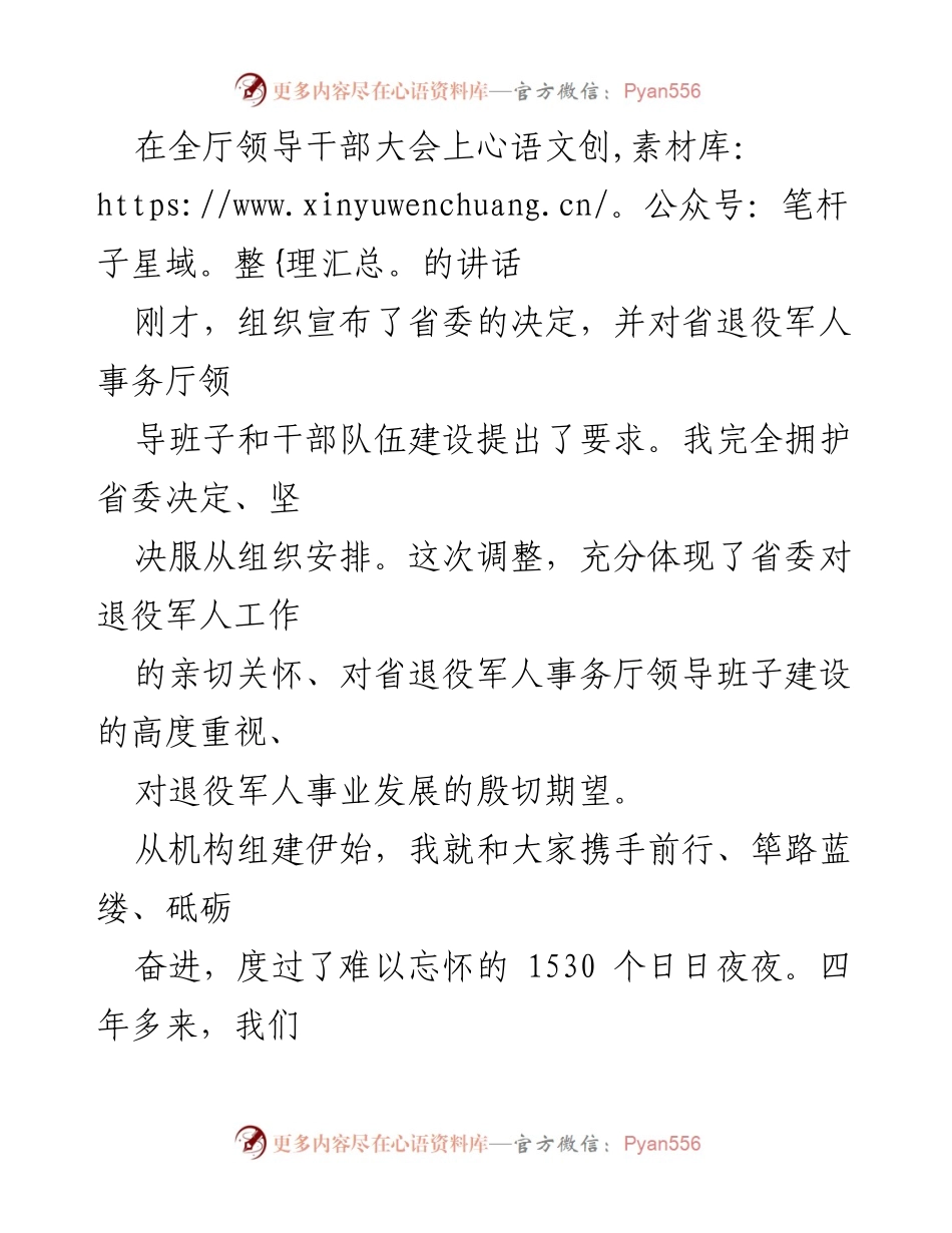 [发言] 领导干部大会 - 退役军人事务厅工作总结与展望.docx_第1页