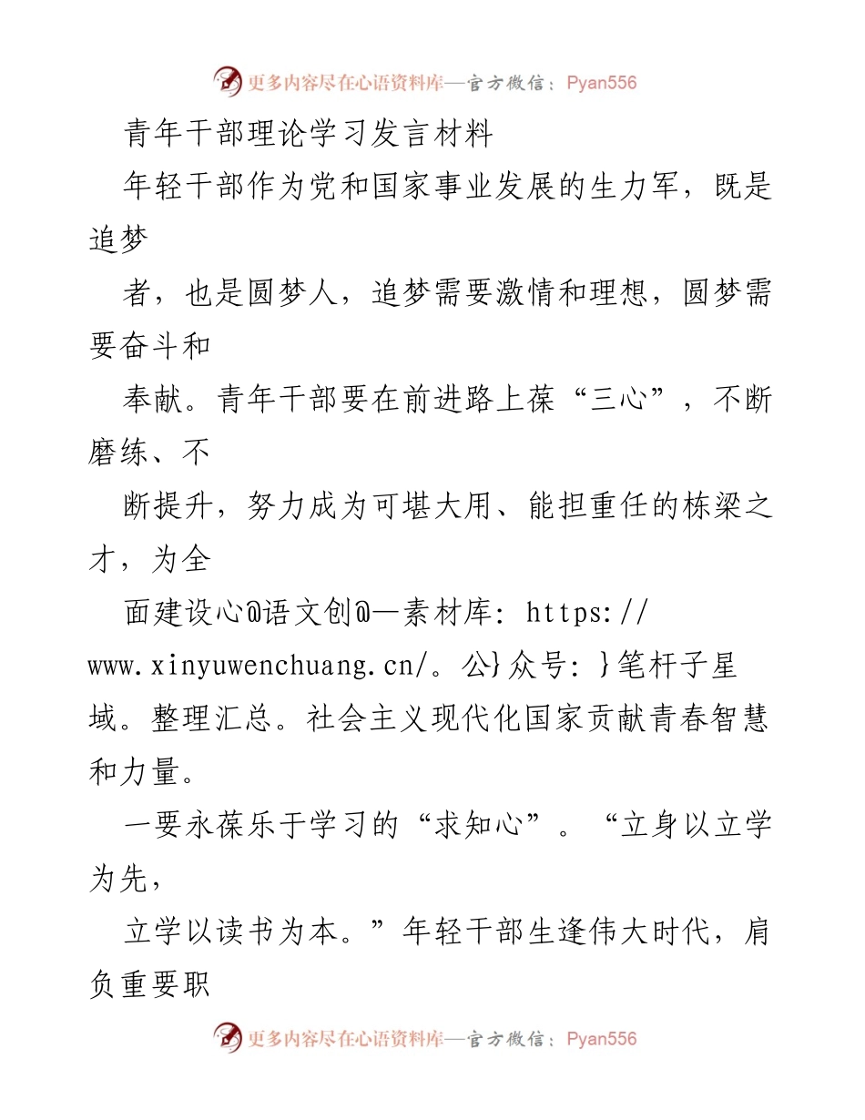[发言] 青年干部理论学习 - 青年干部的“三心”追梦与圆梦之路.docx_第1页