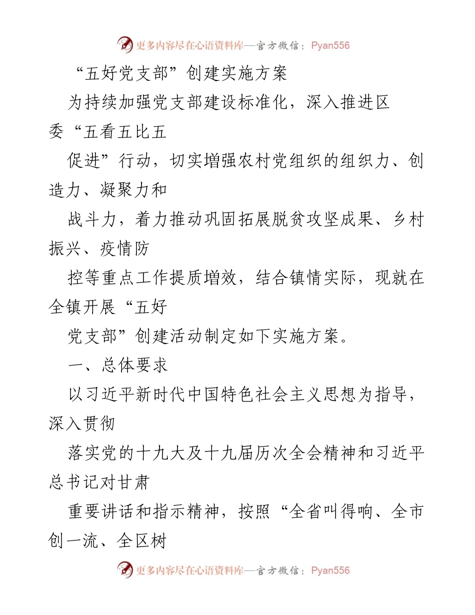 [实施方案] 党支部建设 - “五好党支部”创建实施方案.docx_第1页