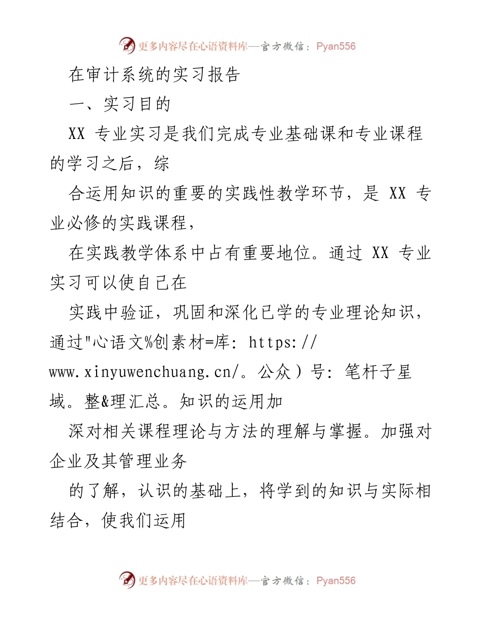 [实习报告] 审计系统 - 在审计局的实习收获与反思.docx_第1页
