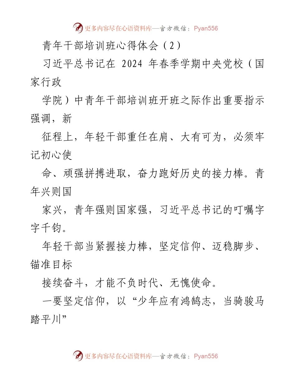 [发言] 青年干部培训班 - 坚定信仰与实干担当：青年干部的使命与责任.docx_第1页