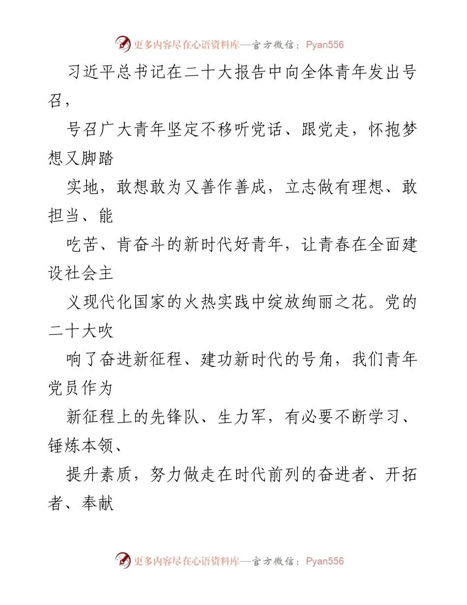 [发言] 青年党员大会 - 青年党员在新时代的使命与担当.docx_第1页
