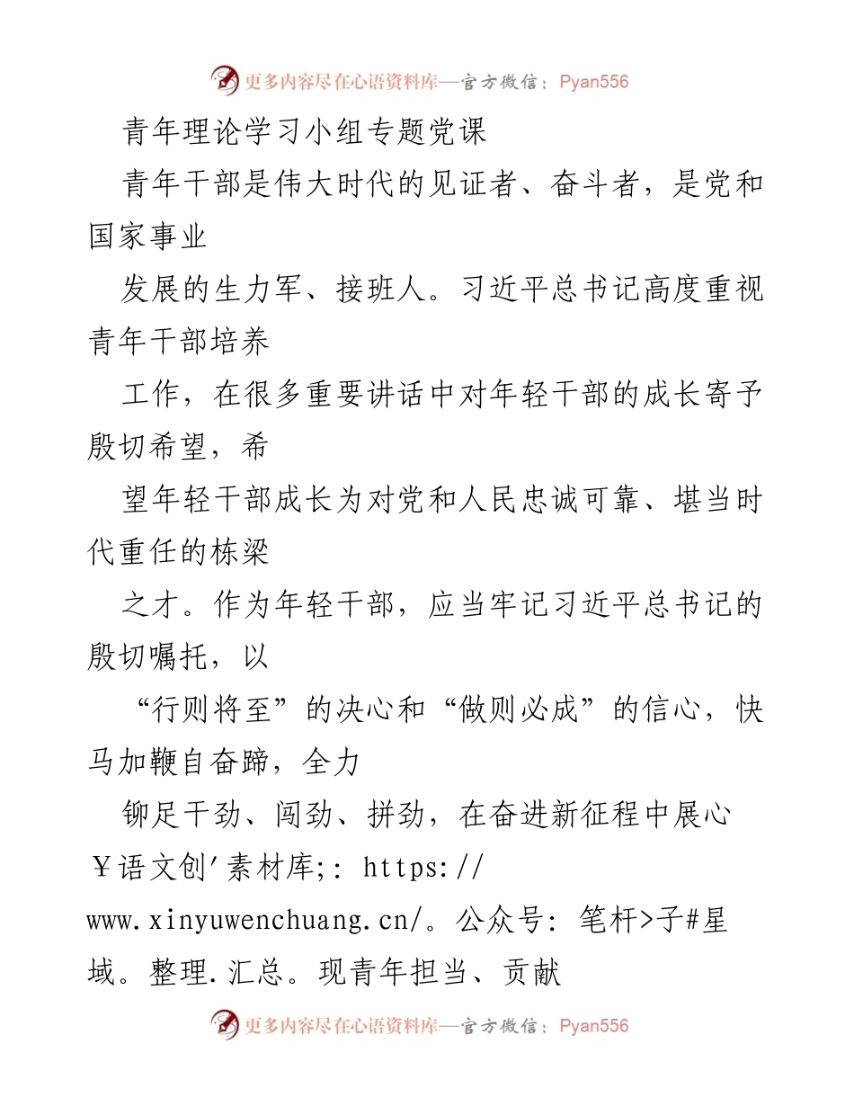 [发言] 青年干部理论学习 - 深刻领悟习近平总书记对青年干部的殷切嘱托.docx_第1页
