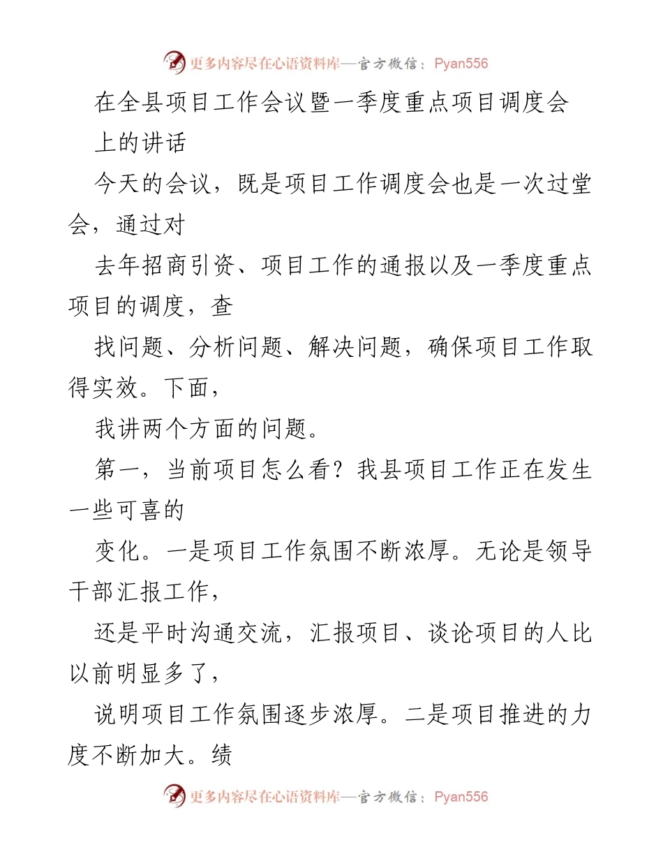 [发言] 项目工作会议 - 强化项目工作，解决发展瓶颈.docx_第1页