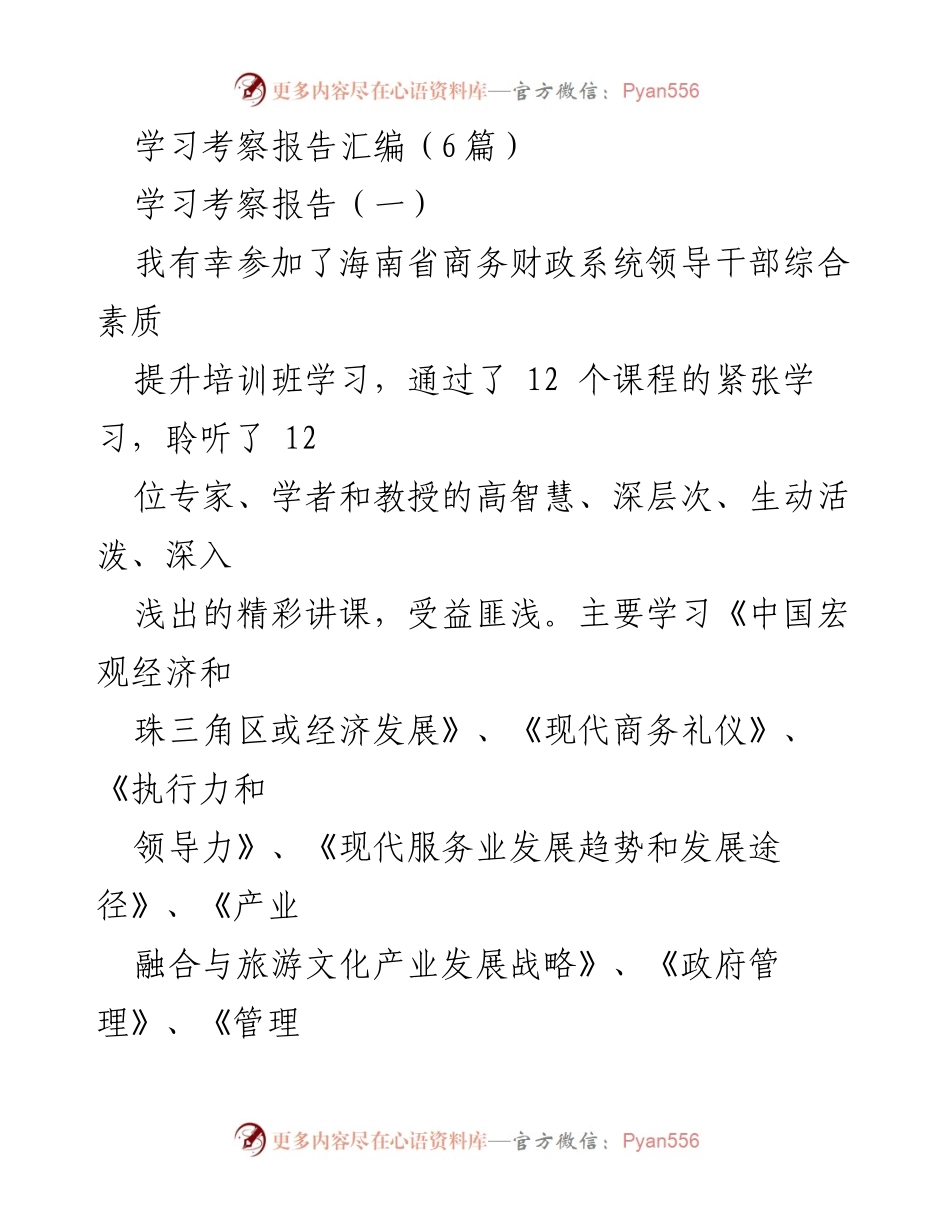 [学习考察报告] 培训班 - 广东经济发展与开放包容的启示.docx_第1页