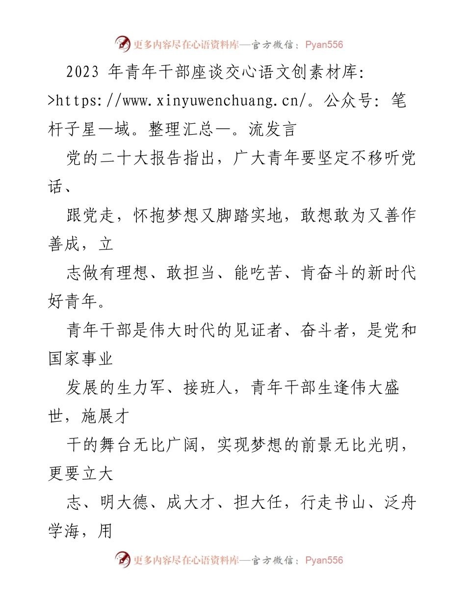 [发言] 青年干部座谈交流 - 奋斗青春：青年干部的理想信念与为民情怀.docx_第1页