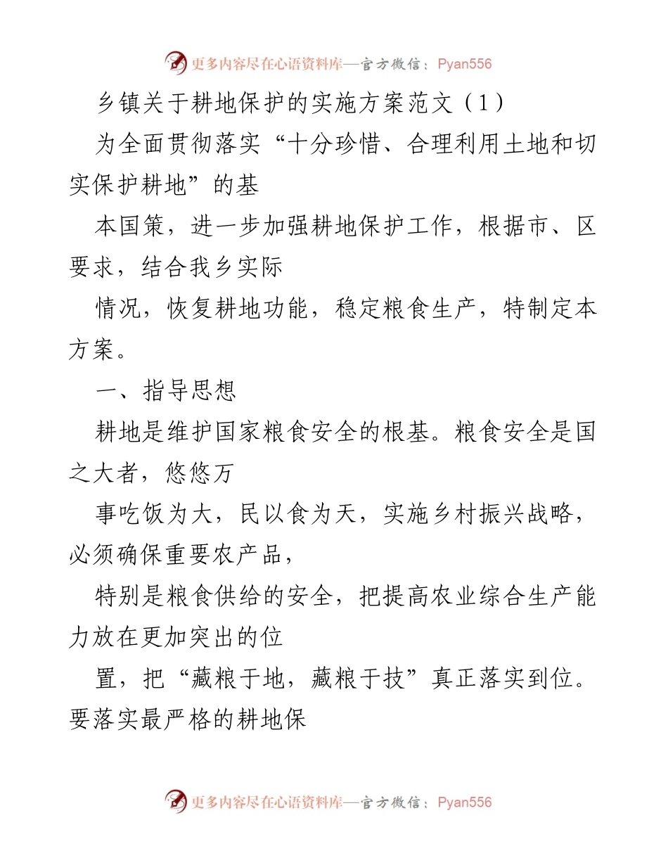 [实施方案] 乡镇 - 耕地保护实施方案的制定与落实.docx_第1页