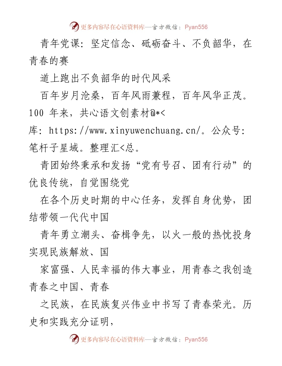 [发言] 青年党课 - 青春的赛道：坚定信念、砥砺奋斗，不负韶华.docx_第1页