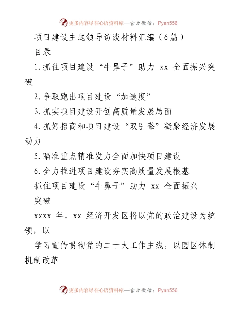 [发言] 项目建设主题领导访谈 - 抓住项目建设“牛鼻子” 助力经济全面振兴.docx_第1页