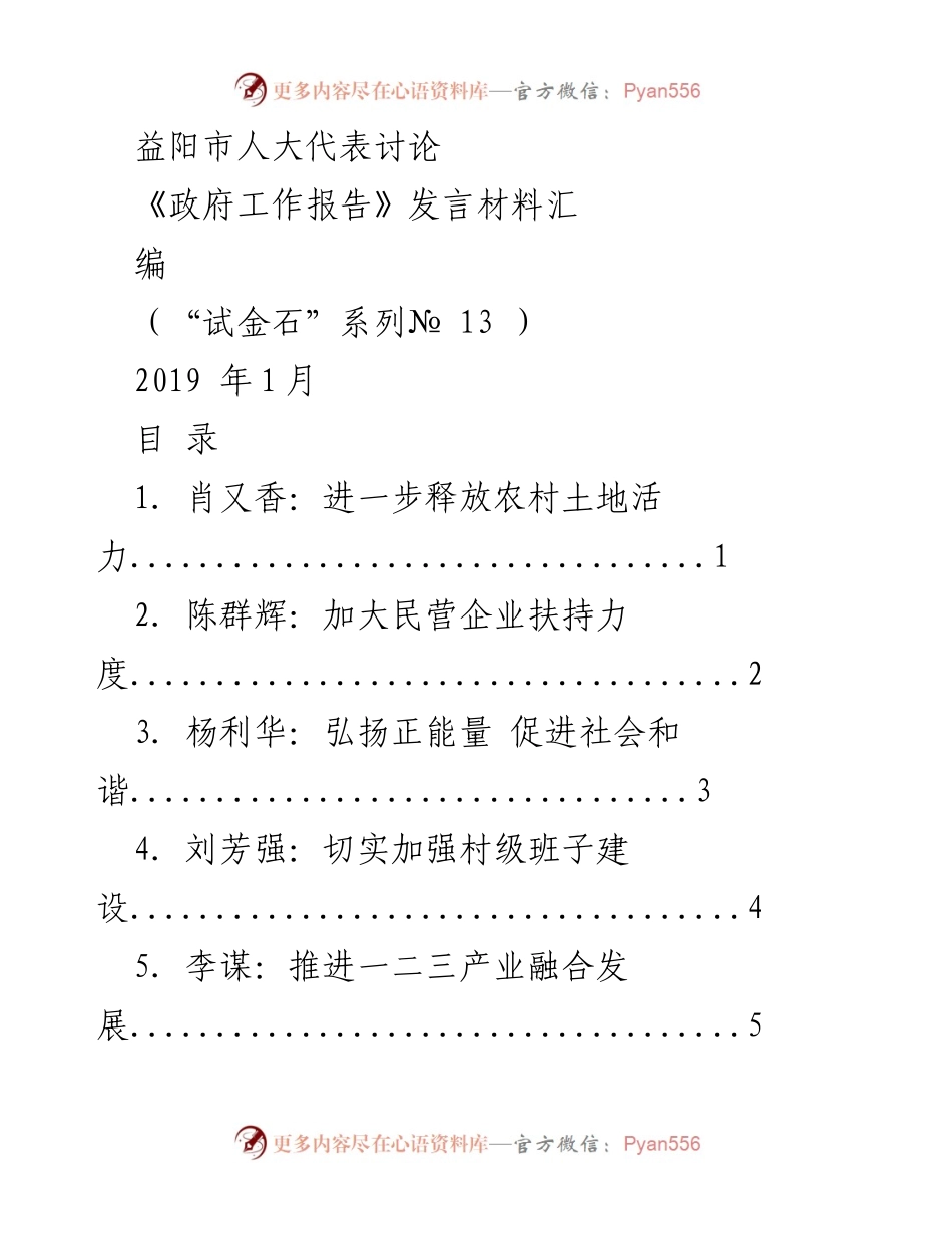 [发言材料] 益阳市人大代表会议 - 益阳市人大代表对《政府工作报告》的深入探讨与建议.docx_第1页