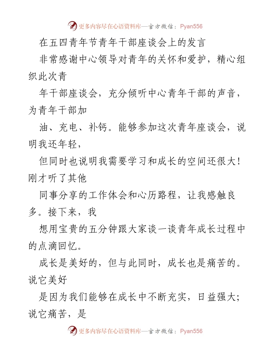 [发言] 青年干部座谈会 - 青年成长的心路历程与“三好青年”标准.docx_第1页