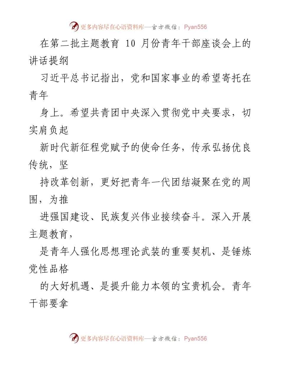 [发言] 青年干部座谈会 - 青年干部在新时代的使命与学习的重要性.docx_第1页