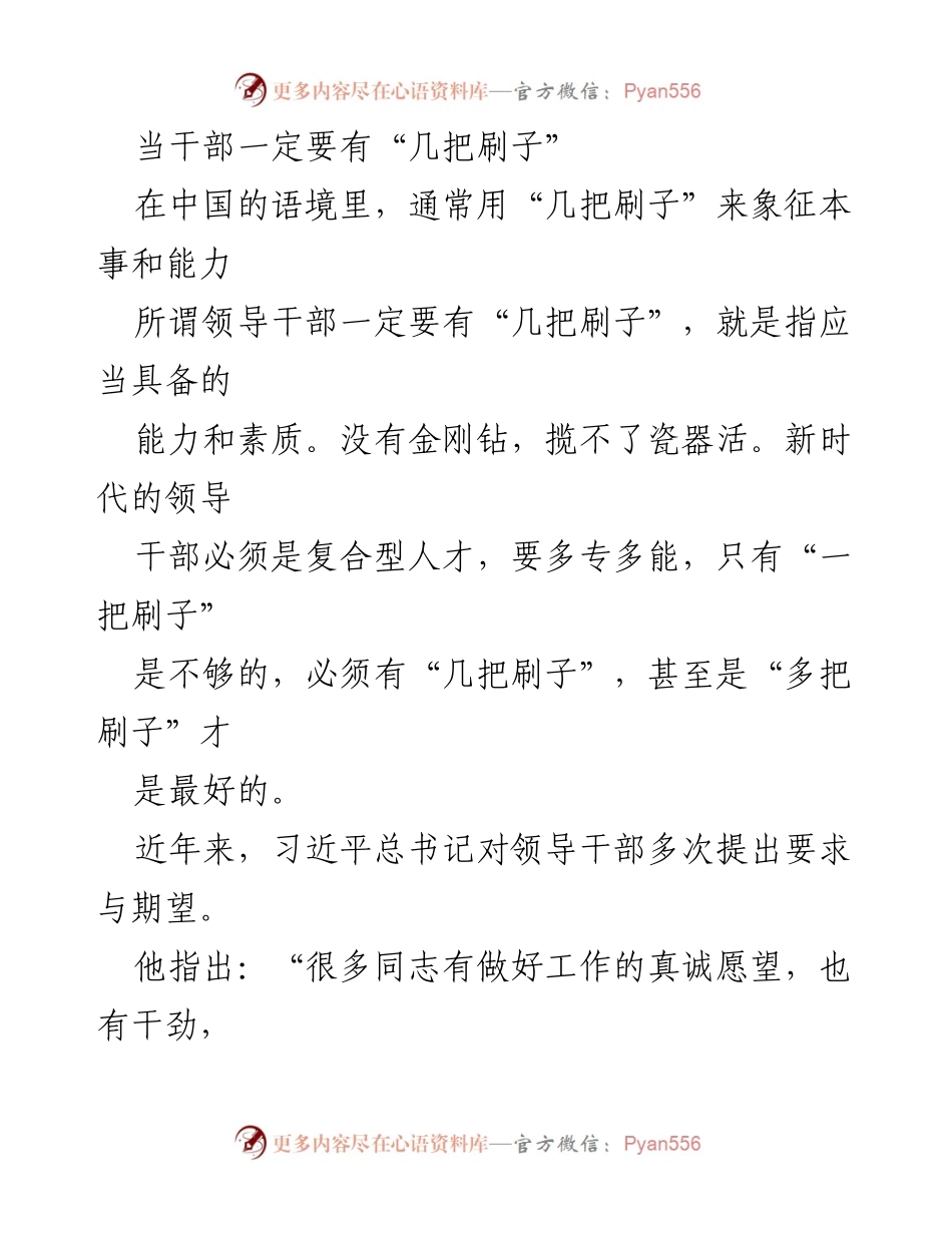 [发言] 领导干部培训 - 领导干部必备的“几把刷子”与“国之大者”意识.docx_第1页