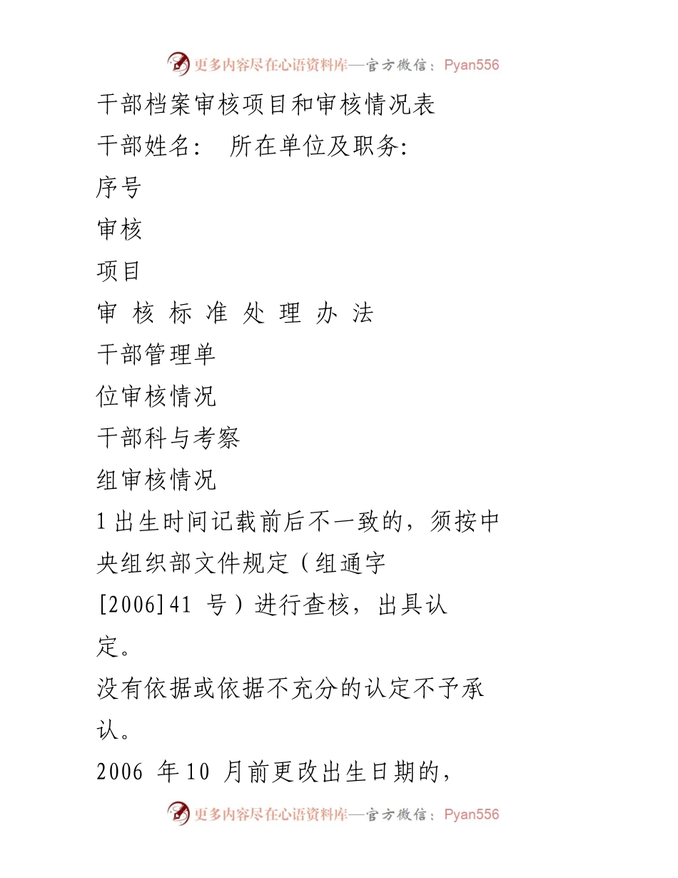 [审核报告] 干部档案审核 - 干部档案审核标准与处理办法.docx_第1页