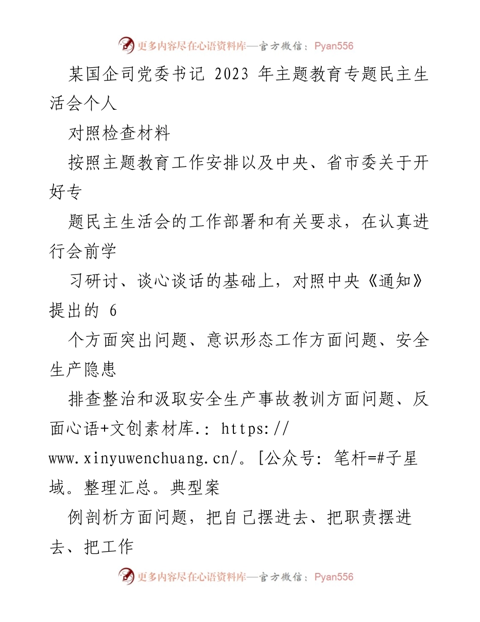[对照检查材料] 主题教育专题民主生活会 - 个人对照检查与问题剖析报告.docx_第1页