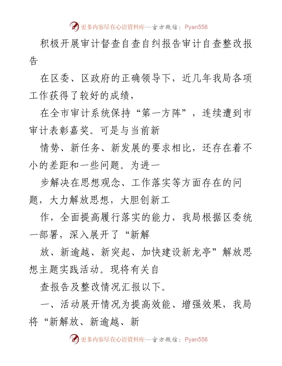 [审计整改报告] 审计工作会议 - 积极推进审计自查自纠与整改措施报告.docx_第1页