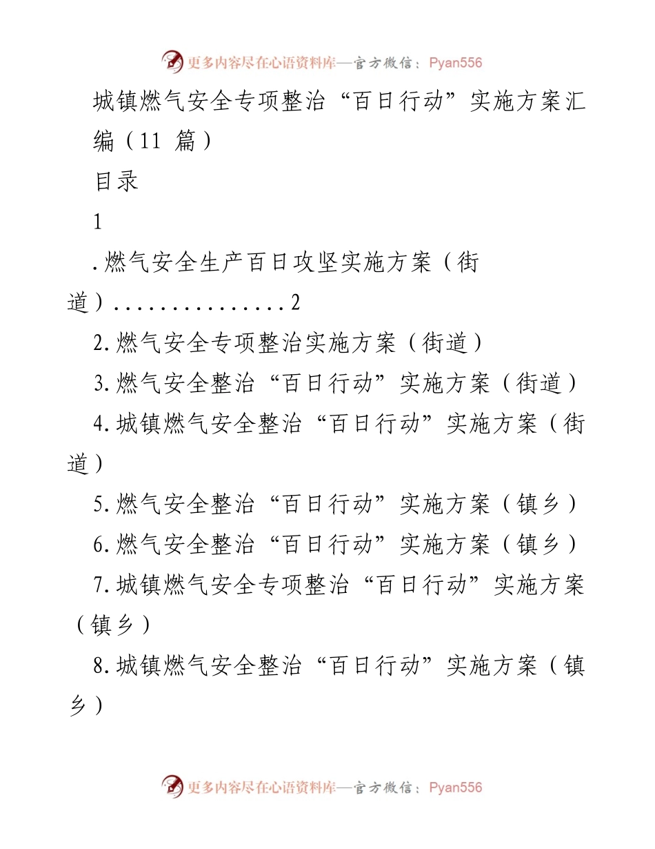 [实施方案] 城镇燃气安全整治 - 城镇燃气安全专项整治“百日行动”实施方案汇编.docx_第1页