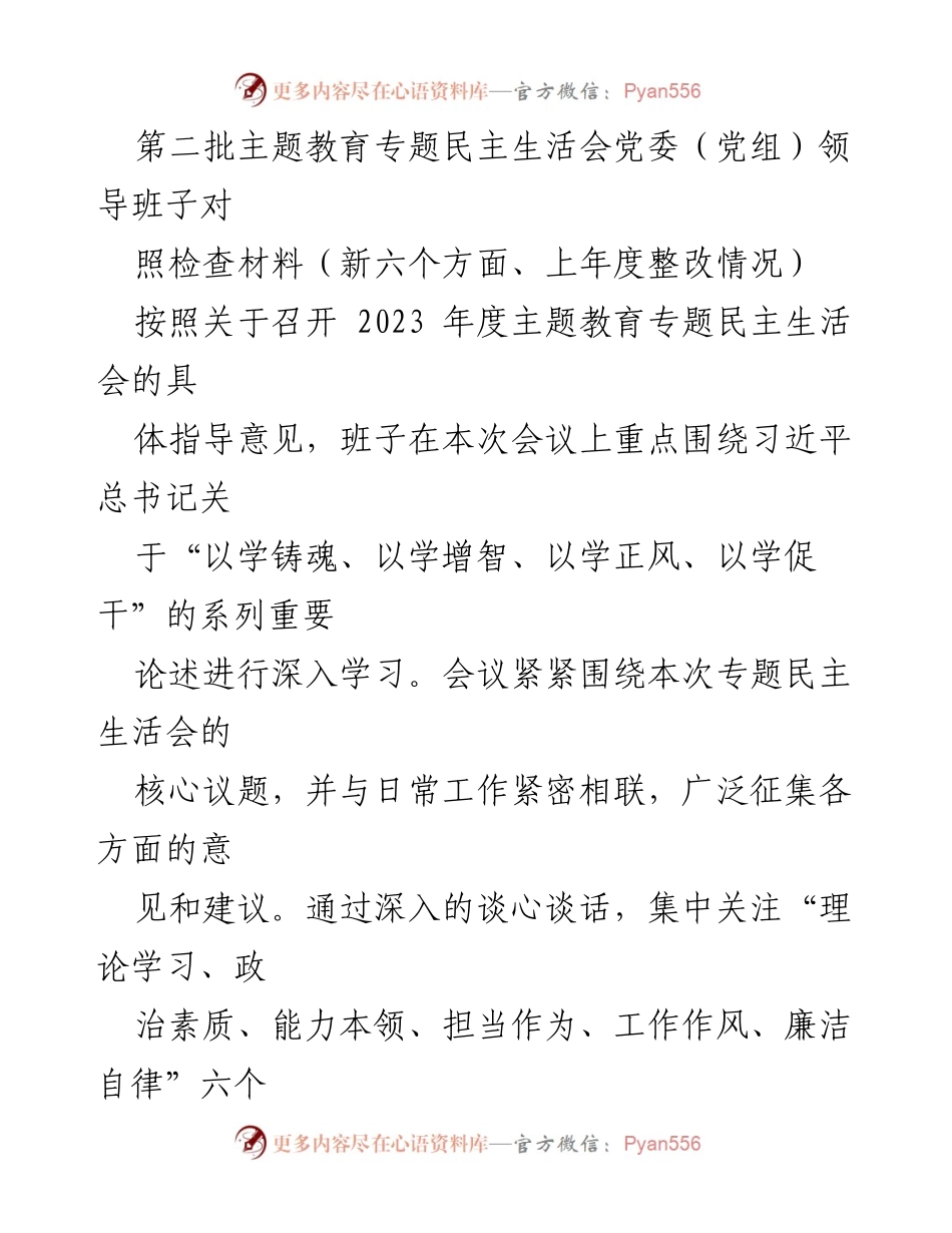 [对照检查材料] 主题教育专题民主生活会 - 深入剖析领导班子存在问题及改进方向.docx_第1页