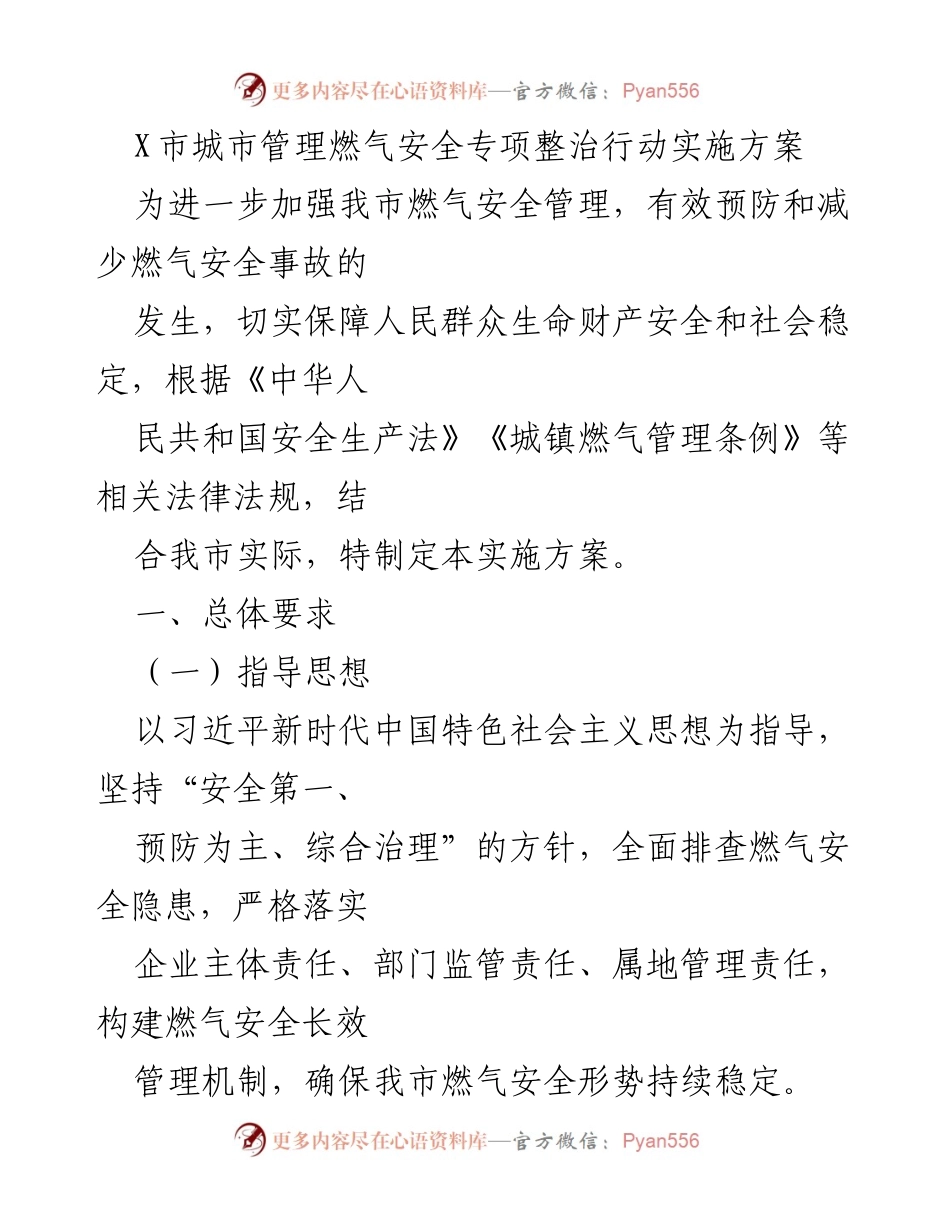 [实施方案] 城市管理 - X市燃气安全专项整治行动实施方案.docx_第1页