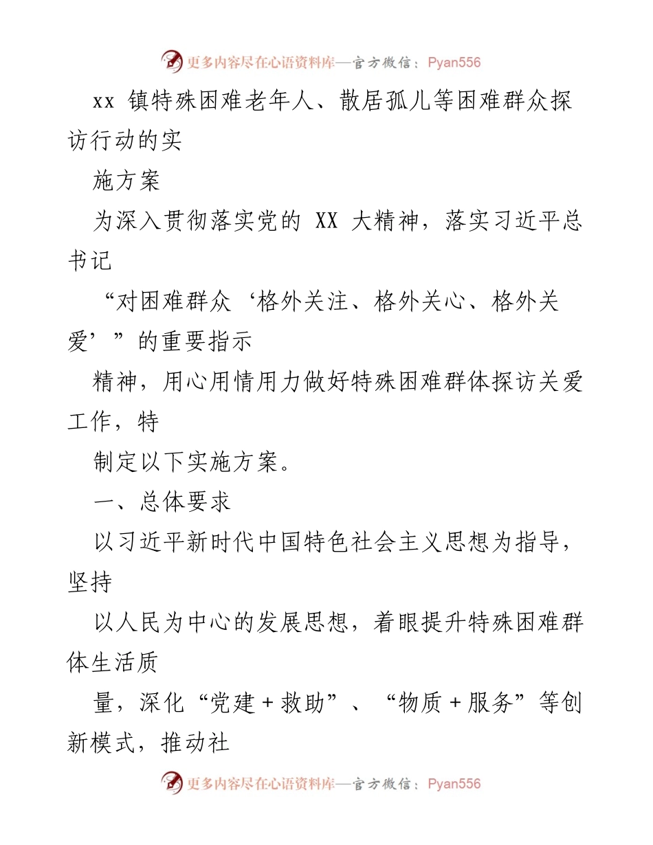 [实施方案] 社会救助 - 特殊困难群体探访关爱行动实施方案.docx_第1页