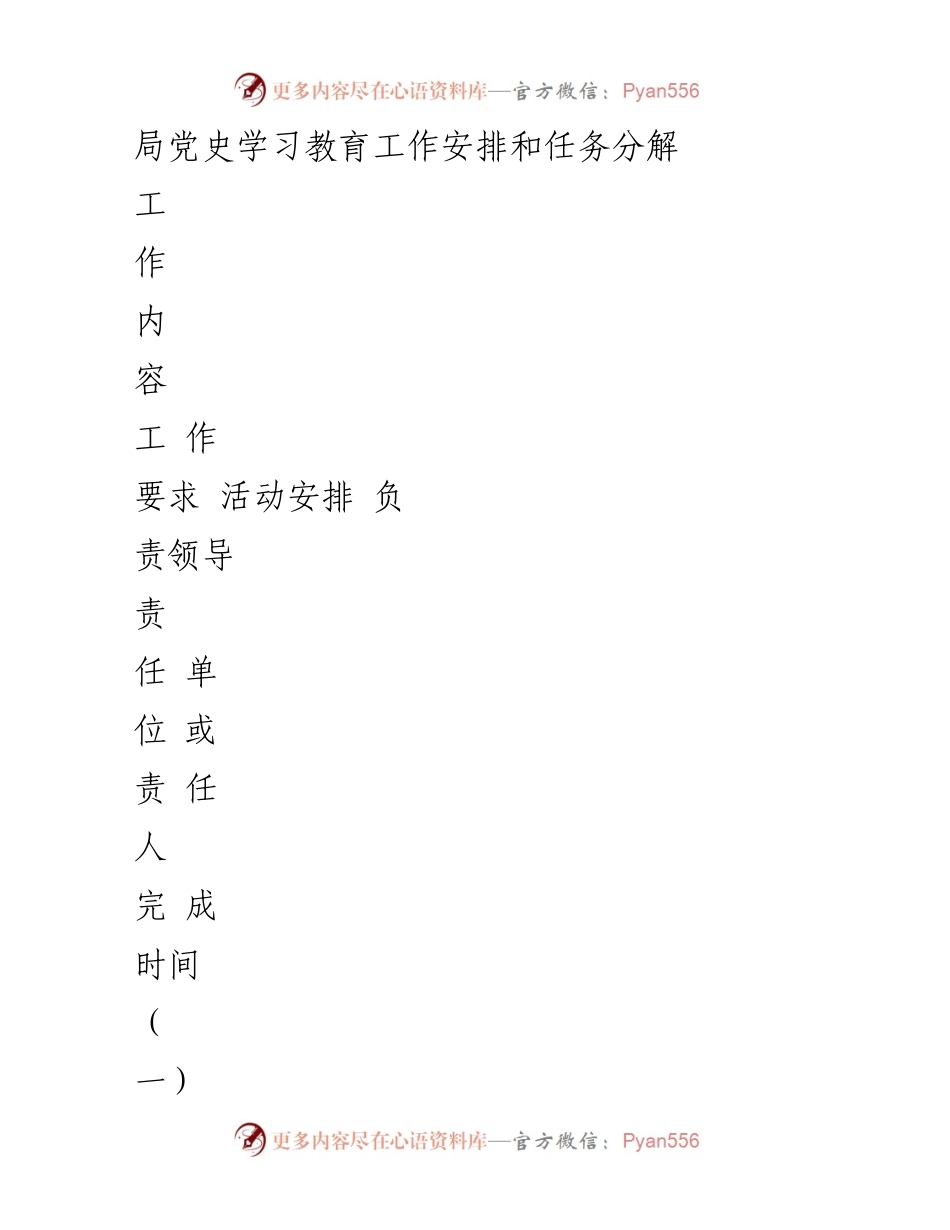 [工作安排] 党史学习教育 - 党史学习教育工作安排与任务分解.docx_第1页