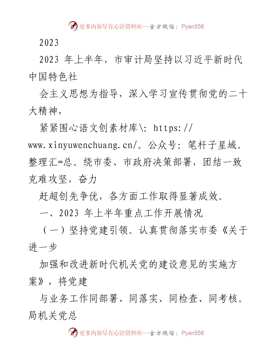 [工作总结] 2023年上半年审计工作 - 市审计局2023年上半年工作总结与成效分析.docx_第1页