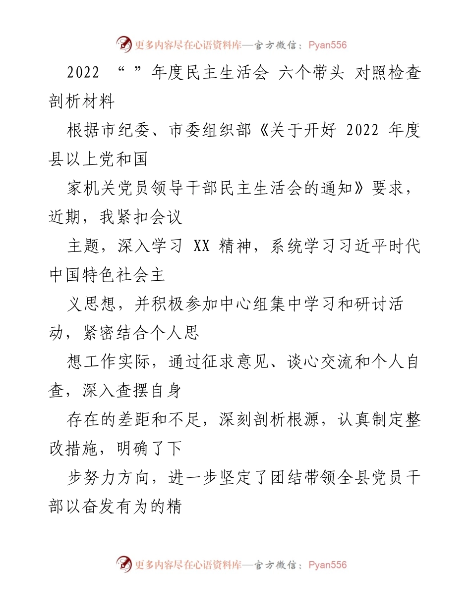 [对照检查材料] 年度民主生活会 - 深入剖析与整改措施汇报.docx_第1页