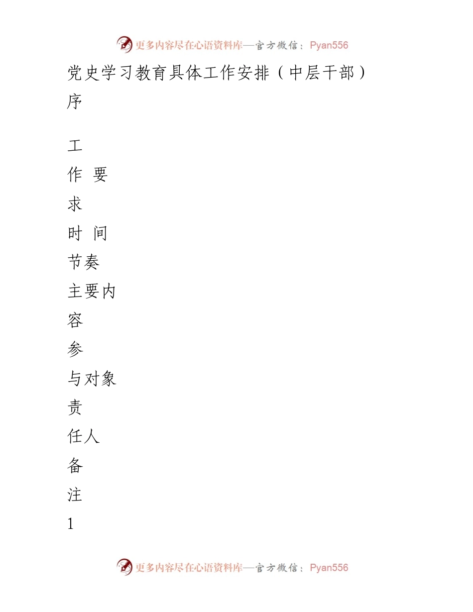 [工作安排] 中层干部会议 - 党史学习教育具体工作安排.docx_第1页