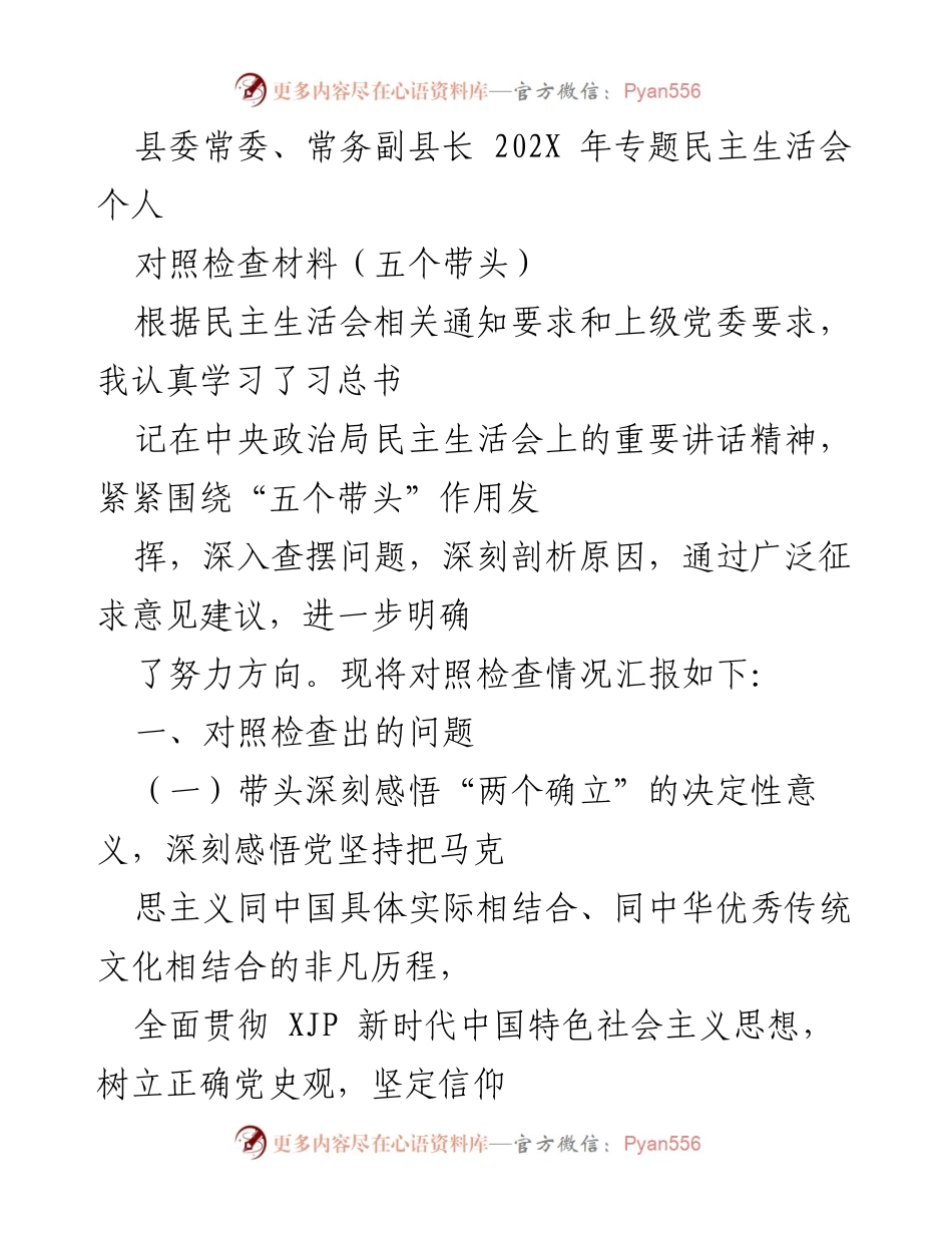 [对照检查材料] 专题民主生活会 - 深化对照检查，提升政治意识与责任担当.docx_第1页