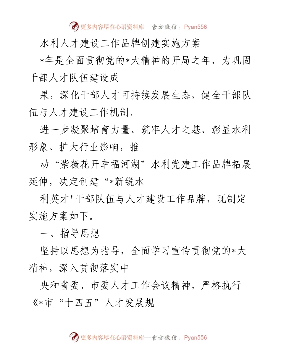 [实施方案] 水利人才建设 - 创建“新锐水利英才”品牌实施方案.docx_第1页