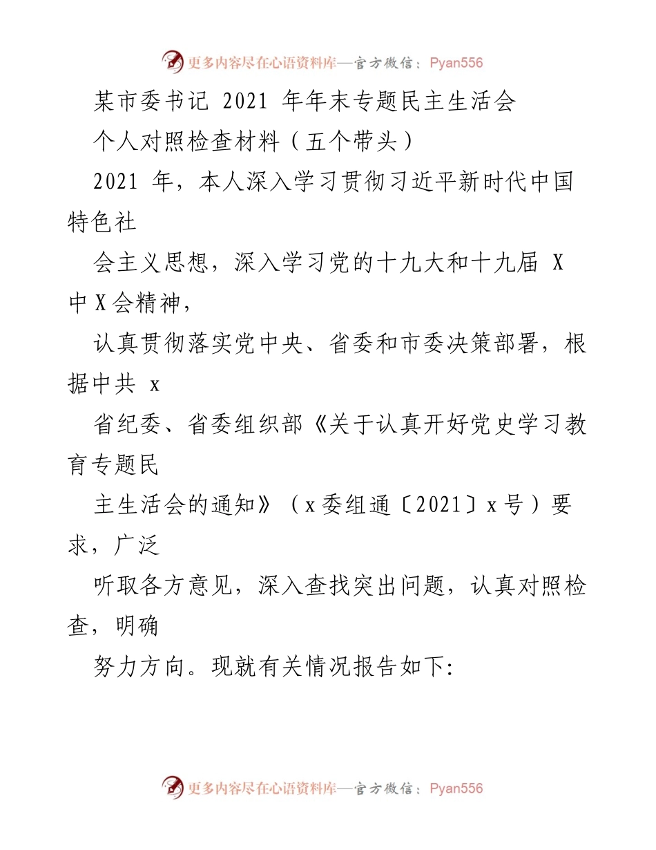 [对照检查材料] 专题民主生活会 - 深入查找问题，强化政治责任与担当.docx_第1页