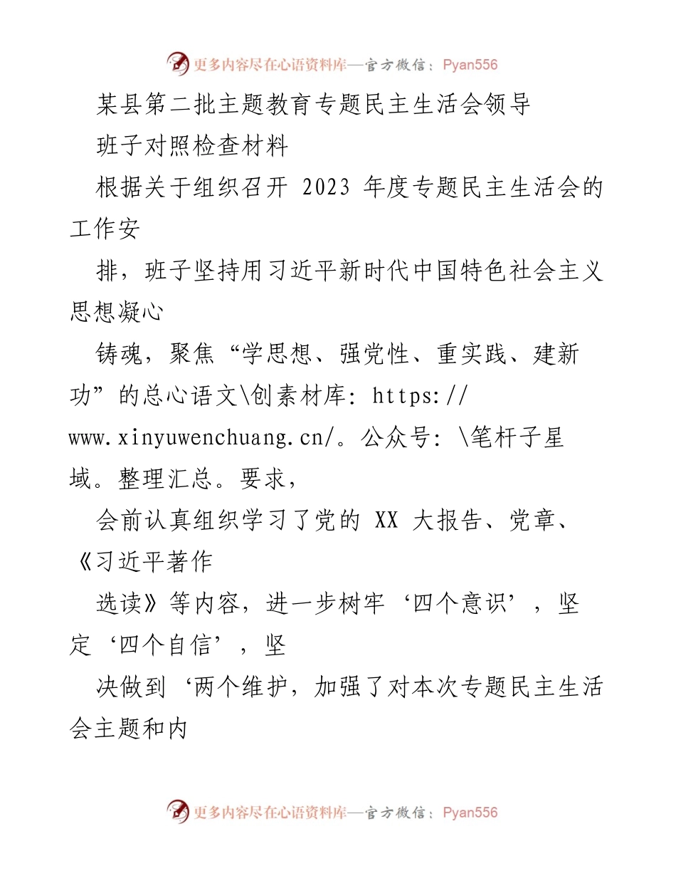 [对照检查材料] 专题民主生活会 - 领导班子对照检查与整改措施汇报.docx_第1页