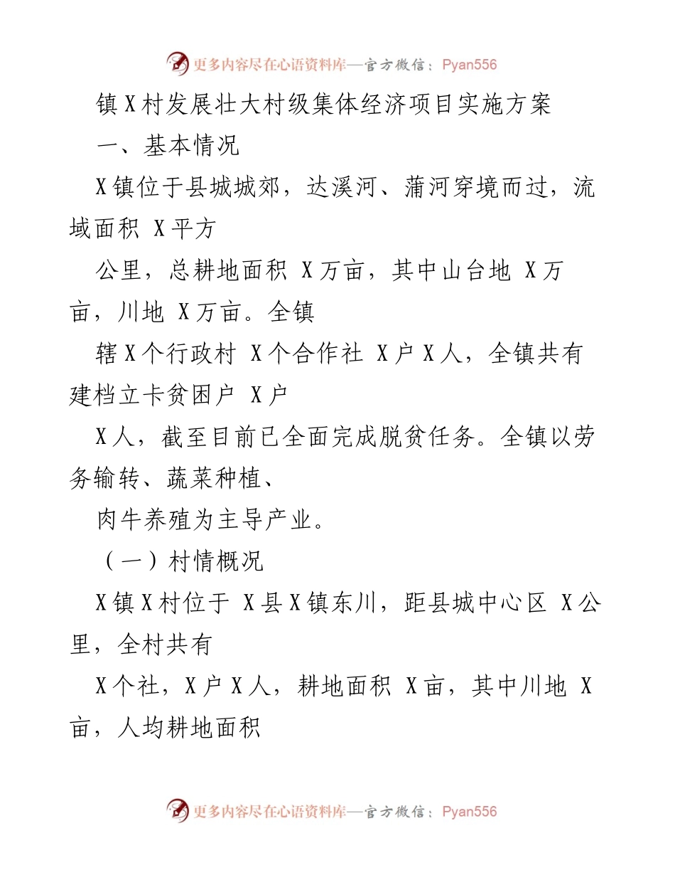 [实施方案] 村级集体经济发展 - X村集体经济项目实施方案.docx_第1页