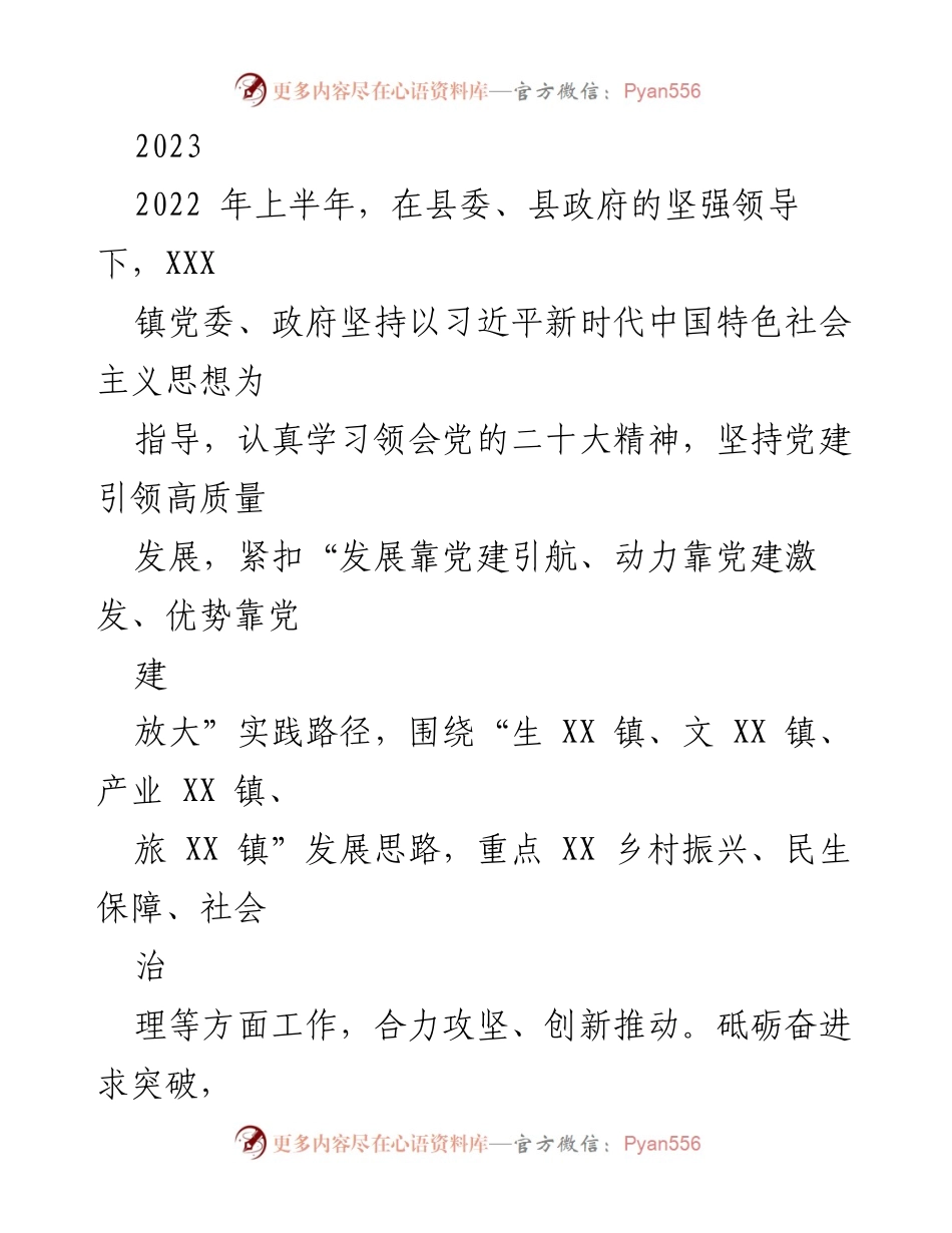 [工作总结] 2023年上半年 - 加强党建引领，推动高质量发展与民生保障.docx_第1页