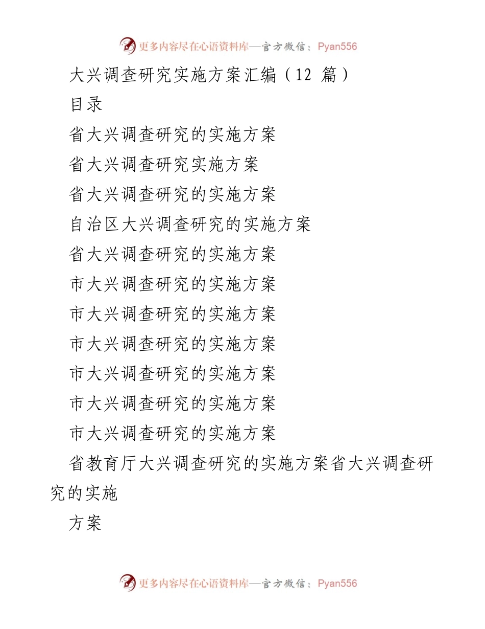 [实施方案] 调查研究 - 全省大兴调查研究实施方案汇编.docx_第1页