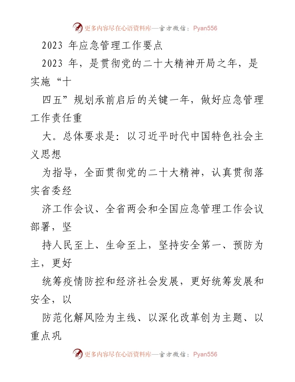 [工作总结] 2023年应急管理工作会议 - 2023年应急管理工作要点与实施方案.docx_第1页