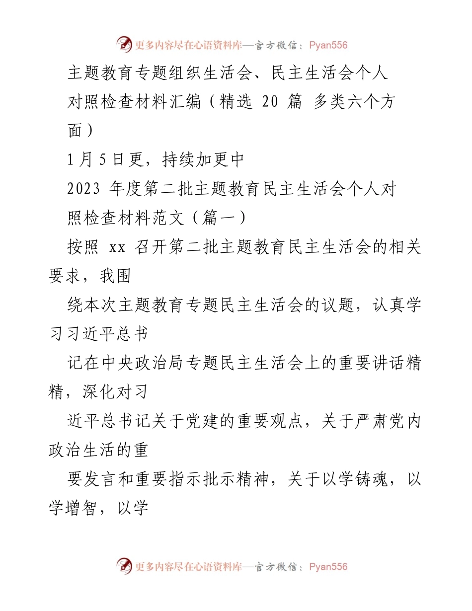 [对照检查材料] 主题教育民主生活会 - 深入检视问题与整改措施汇编.docx_第1页