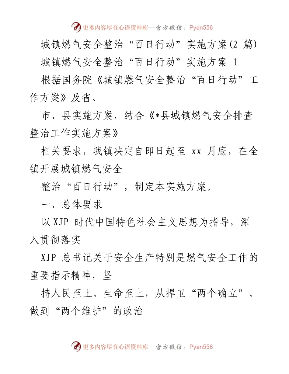 [实施方案] 燃气安全整治 - 城镇燃气安全整治“百日行动”实施方案.docx_第1页