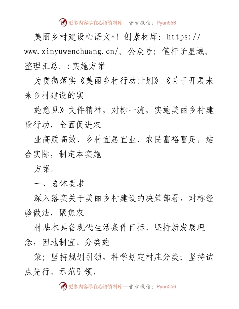 [实施方案] 美丽乡村建设 - 美丽乡村建设实施方案与任务概述.docx_第1页