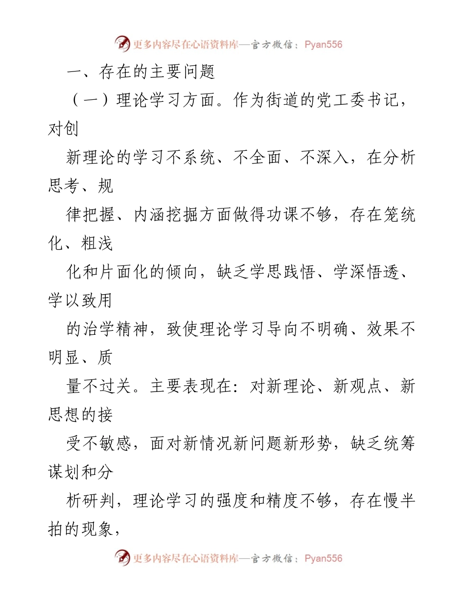 [对照检查材料] 2023年专题民主生活会 - 街道党工委书记个人对照检查与整改措施报告.docx_第2页