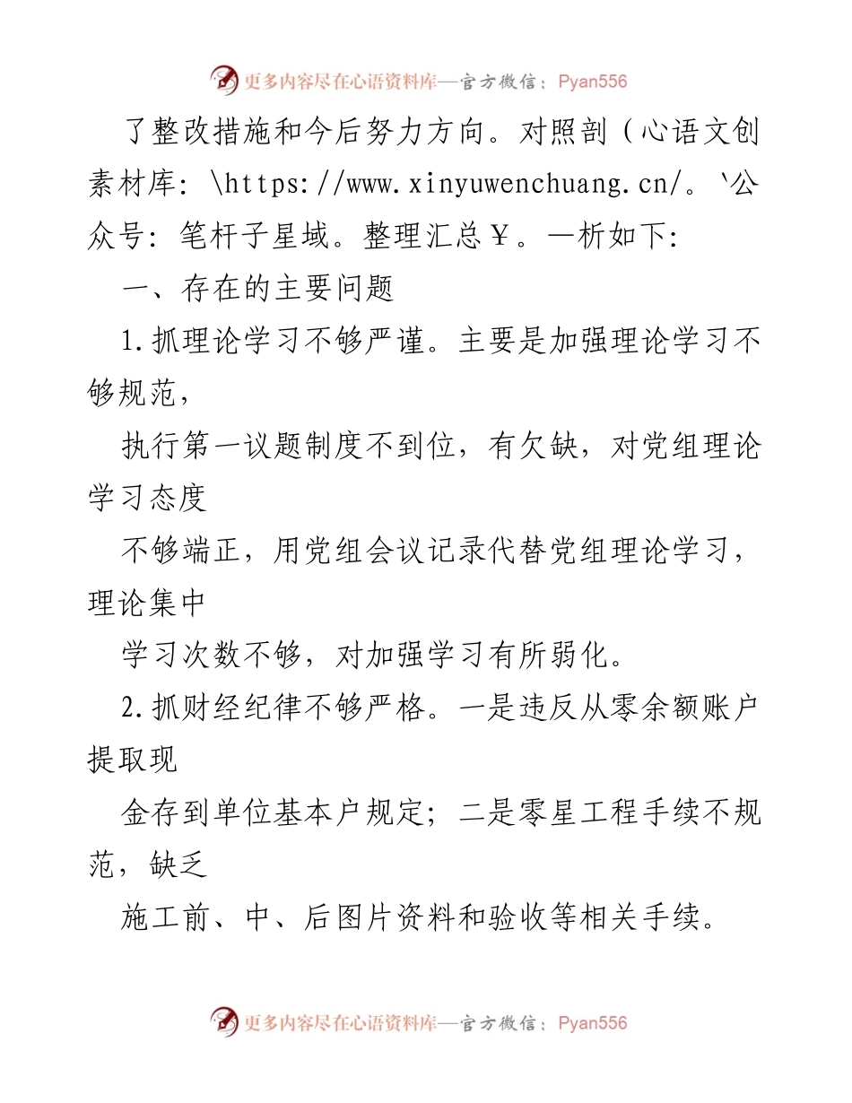 [对照检查材料] 巡察整改专题民主生活会 - 深刻剖析个人存在的问题及整改措施.docx_第2页