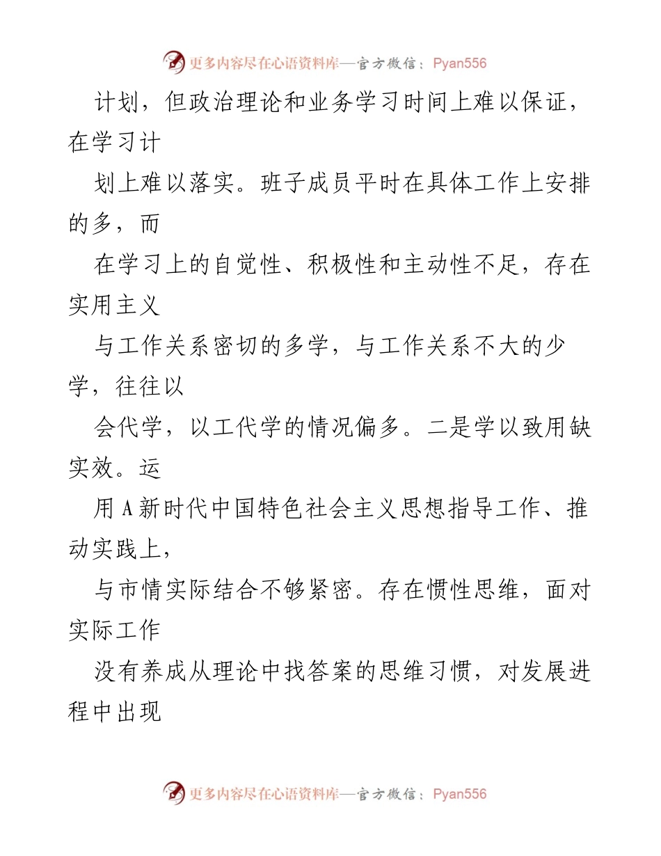 [对照检查材料] 主题教育专题民主生活会 - 深刻查摆问题，提升理论学习与政治素养.docx_第2页
