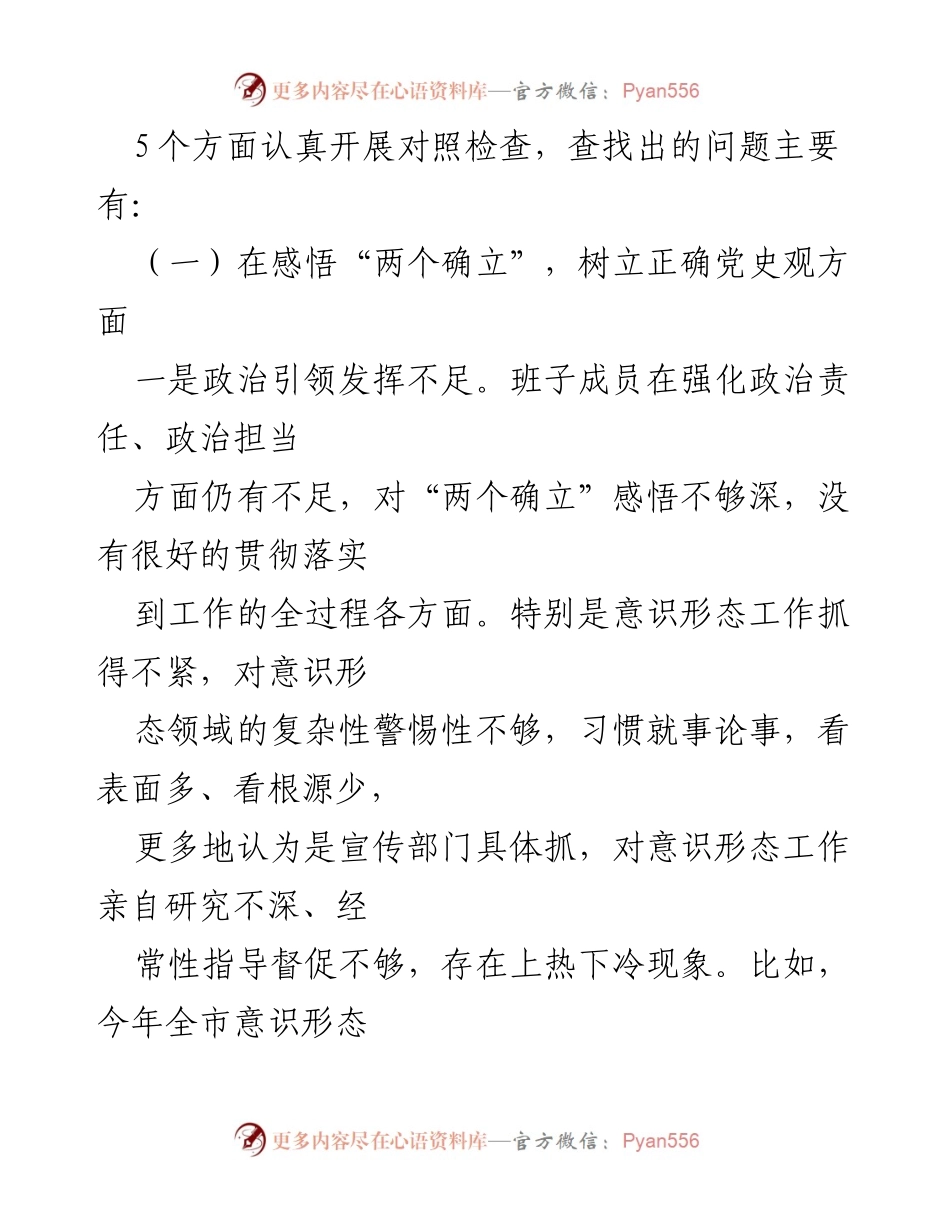 [对照检查材料] 党史学习教育专题民主生活会 - 市委常委班子对照检查报告.docx_第2页