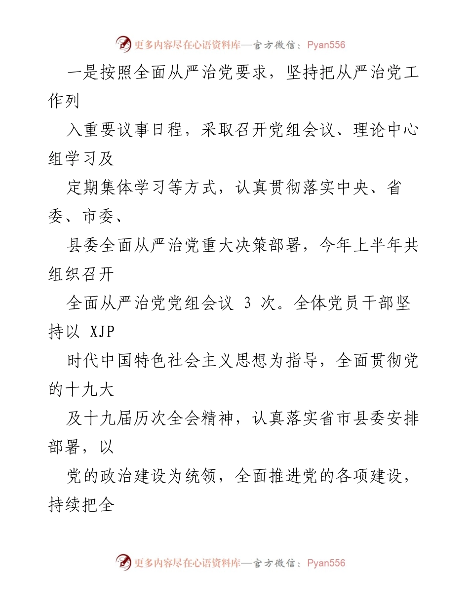 [工作总结] 2022年上半年 - XX局党组全面从严治党主体责任落实工作总结.docx_第2页
