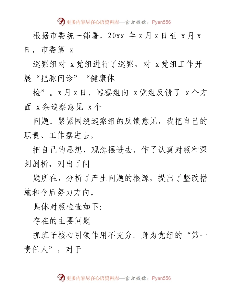 [对照检查材料] 巡察整改专题民主生活会 - 巡察整改自查与问题剖析报告.docx_第2页