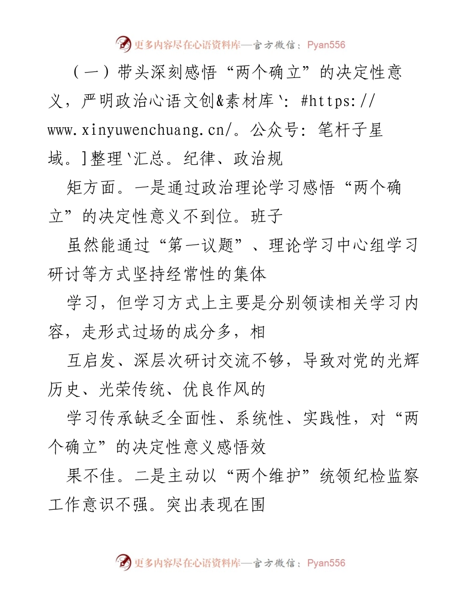 [对照检查材料] 会议 - 市纪检监察系统2022年度专题民主生活会对照检查报告.docx_第2页