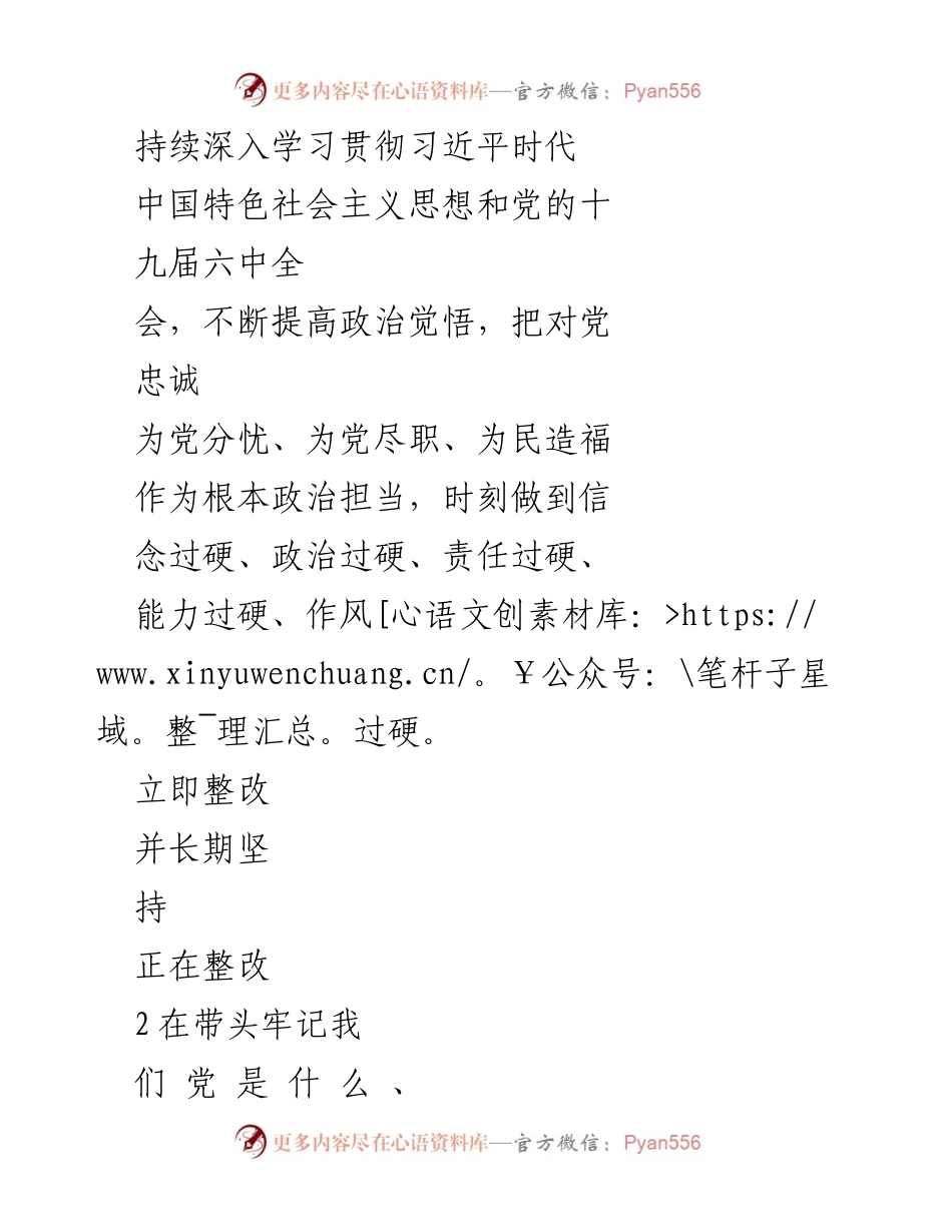 [工作总结] 2021年度民主生活会 - 个人问题清单及整改措施总结.docx_第2页