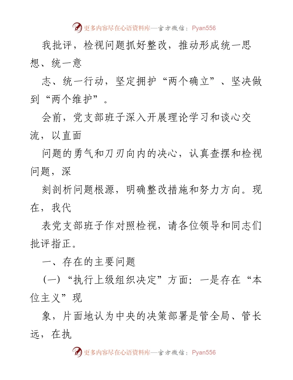 [对照检查材料] 党支部民主生活会 - 2024年党支部班子对照检查：存在问题与整改措施分析.docx_第2页
