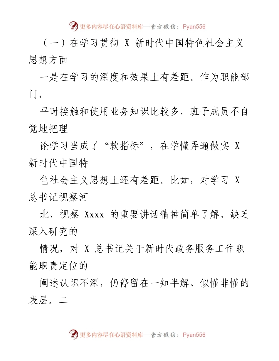 [对照检查材料] 主题教育专题民主生活会 - 市行政审批局党组领导班子问题查摆与整改措施分析.docx_第2页