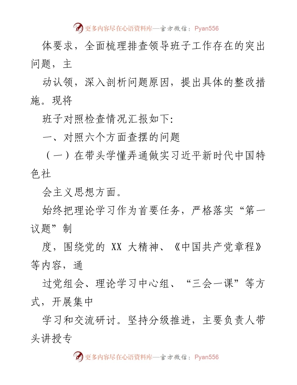 [对照检查材料] 主题教育专题民主生活会 - 领导班子对照检查与整改措施汇报.docx_第2页